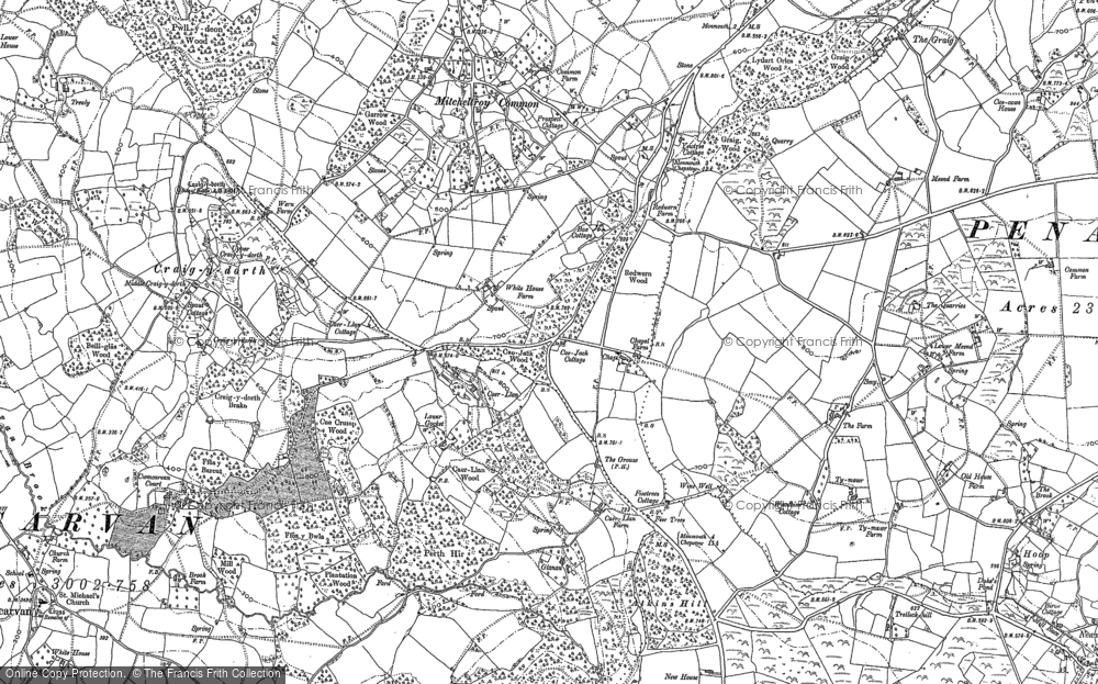 Old Map of Historic Map covering Lydart Ho in 1900