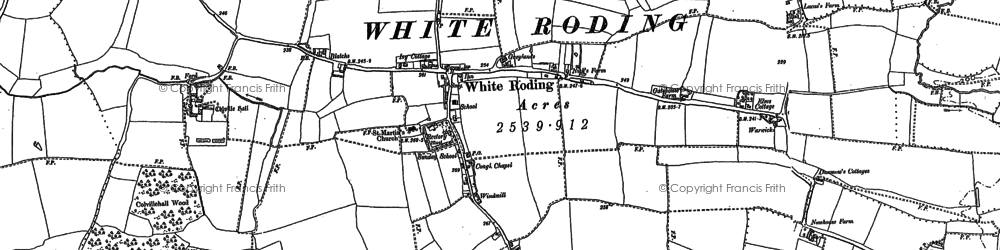 Old map of White Roding in 1895