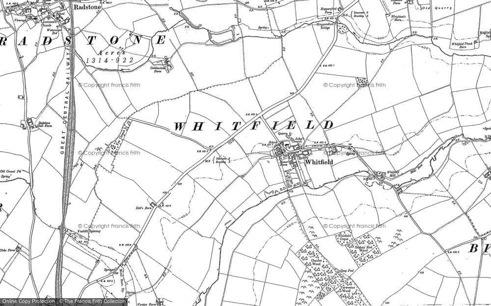 Old Map of Whitfield, 1883 - 1898 in 1883