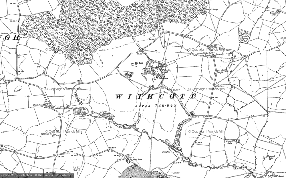 Old Map of Historic Map covering Launde Abbey in 1902