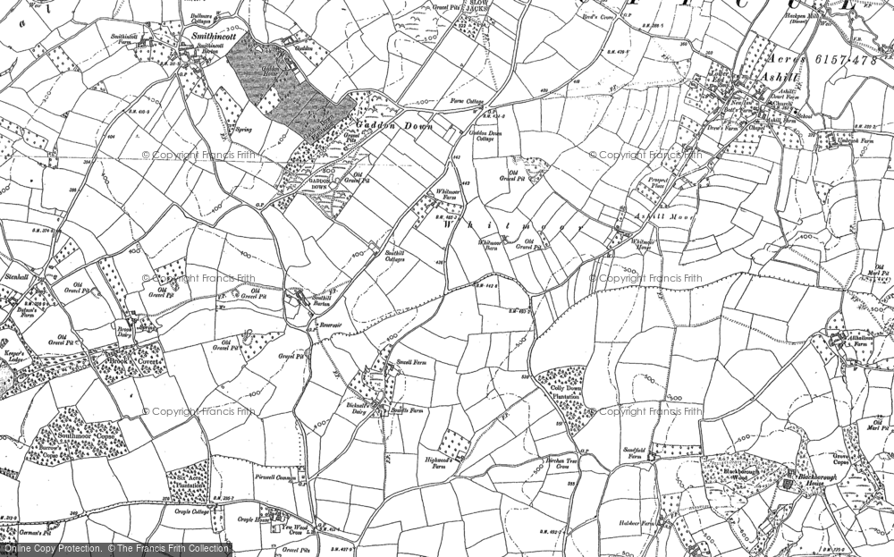 Old Map of Historic Map covering Hollis Green in 1887