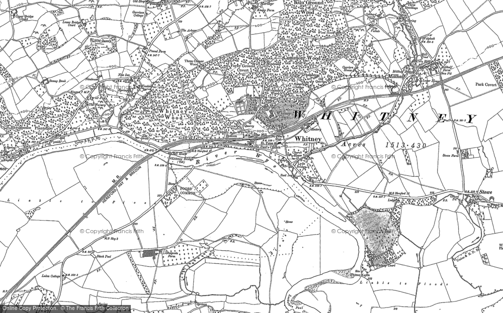 Old Map of Whitney-on-Wye, 1886 in 1886