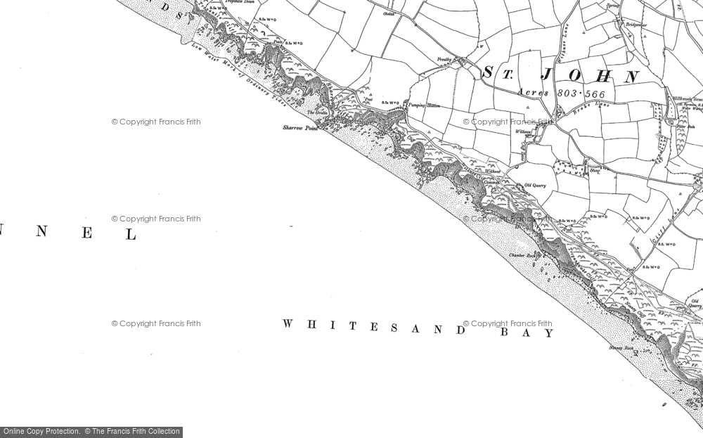 Old Map of Whitsand Bay, 1905 in 1905
