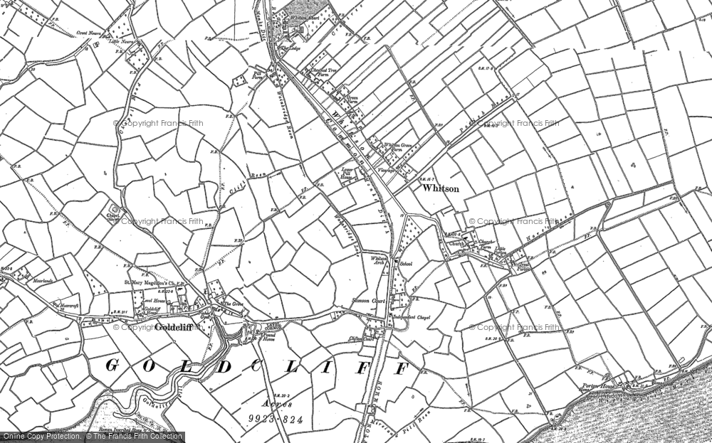 Old Map of Historic Map covering Bowleaze Common in 1885