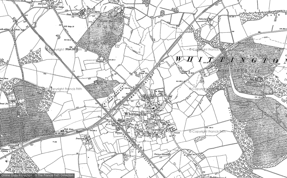 Old Map of Whittington, 1874 in 1874