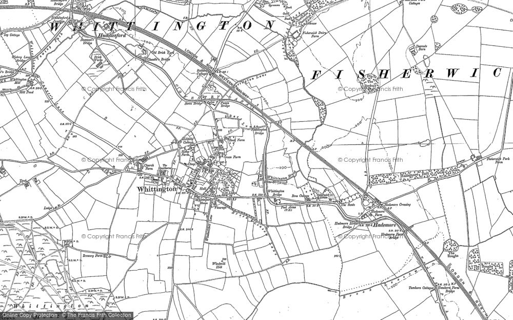 Old Map of Historic Map covering Hademore in 1882