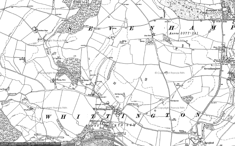 Old Map of Whittington, 1883 in 1883