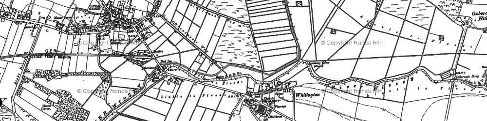 Old map of Whittington in 1884