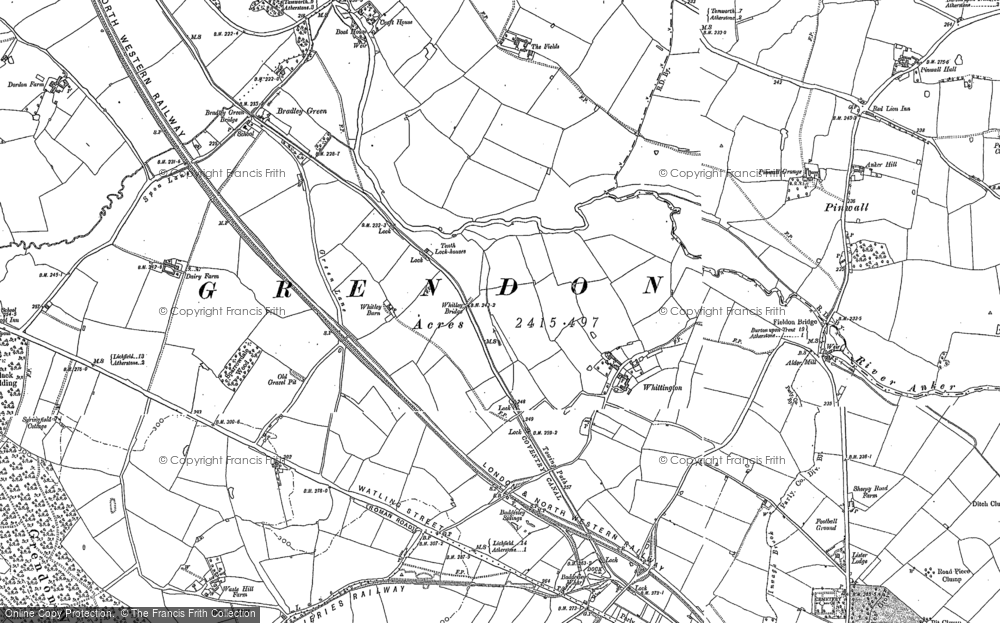 Old Map of Whittington, 1901 in 1901