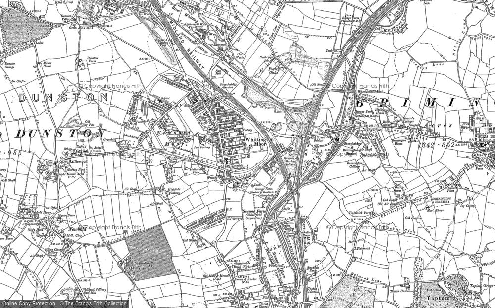 Old Map of Whittington Moor, 1876 in 1876