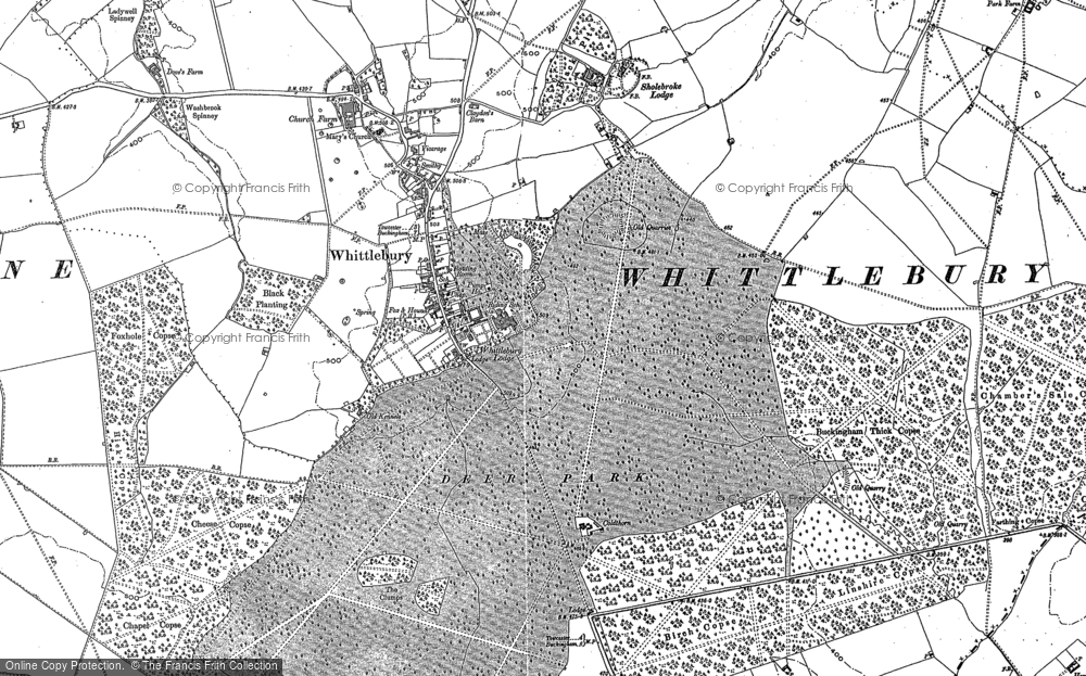 Old Map of Historic Map covering Cheese Copse in 1883