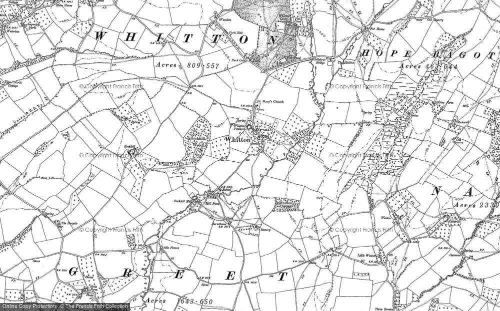 Old Map of Historic Map covering Wooton in 1883