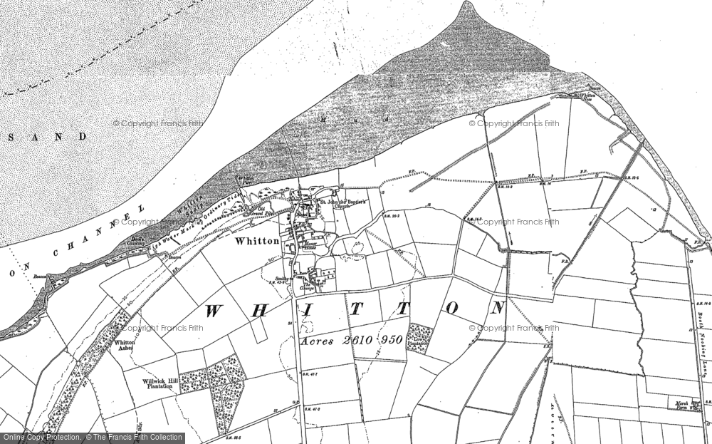 Old Map of Historic Map covering Willwick Hill Plantn in 1886