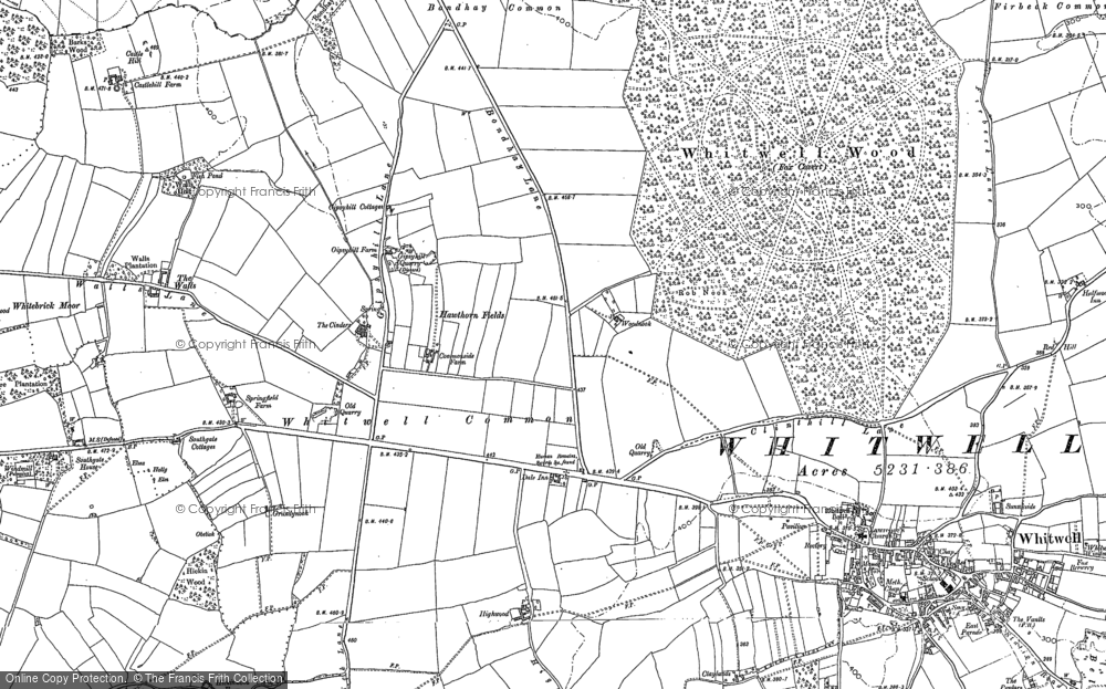 Old Map of Historic Map covering Whitebrick Moor in 1897