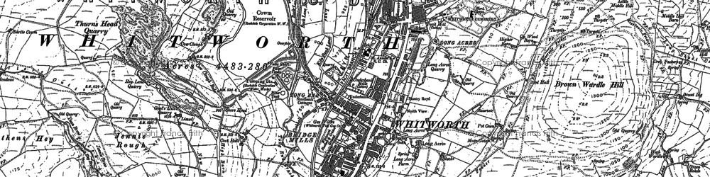 Old map of Brown Wardle Hill in 1890