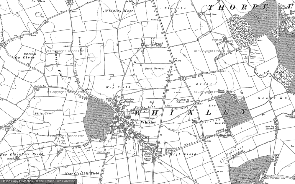 Old Map of Whixley, 1892 in 1892