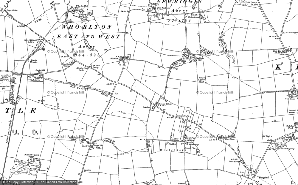 Old Map of Historic Map covering Newbiggin Hall Estate in 1894