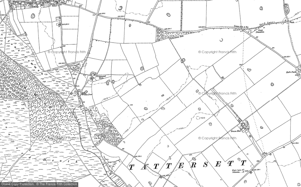 Old Map of Wicken Green Village, 1885 in 1885