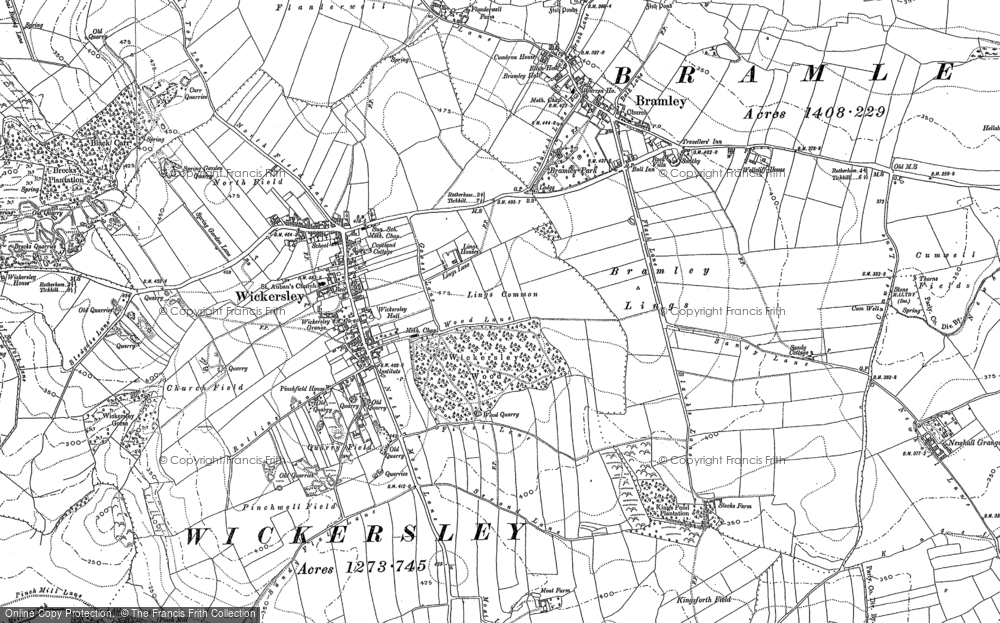 Old Map of Wickersley, 1891 - 1901 in 1891
