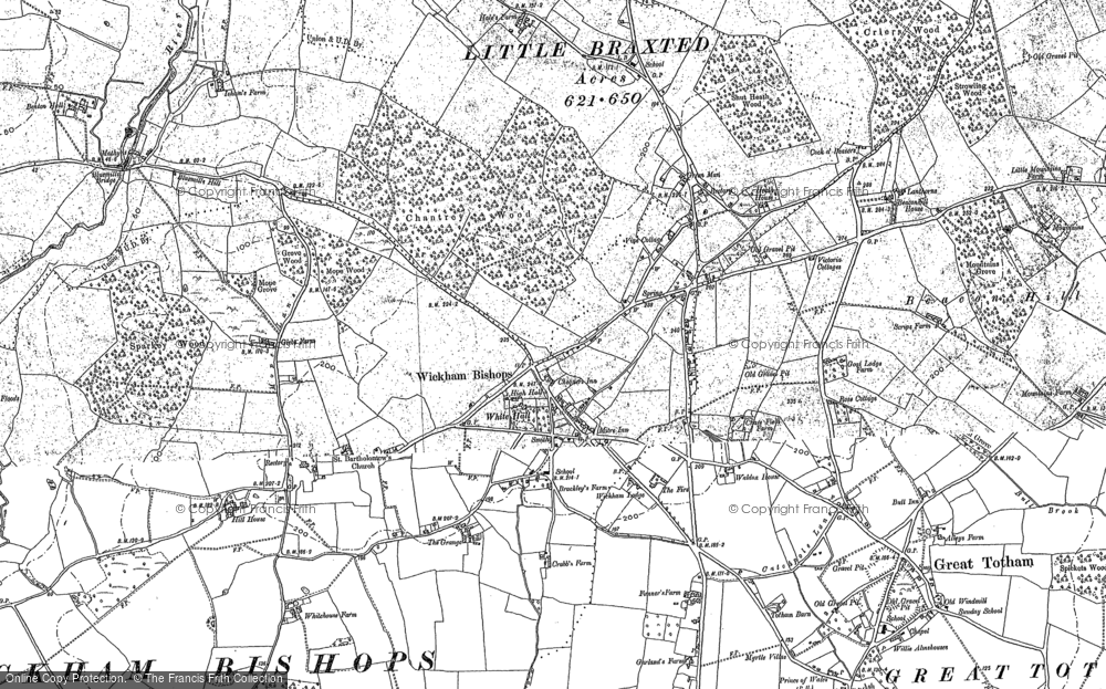 Old Map of Wickham Bishops, 1895 in 1895