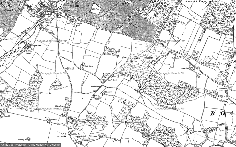 Old Map of Wickham Common, 1895 in 1895