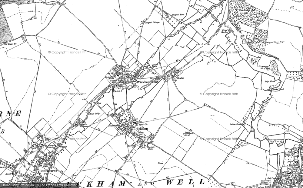 Old Map of Wickhambreaux, 1896 in 1896