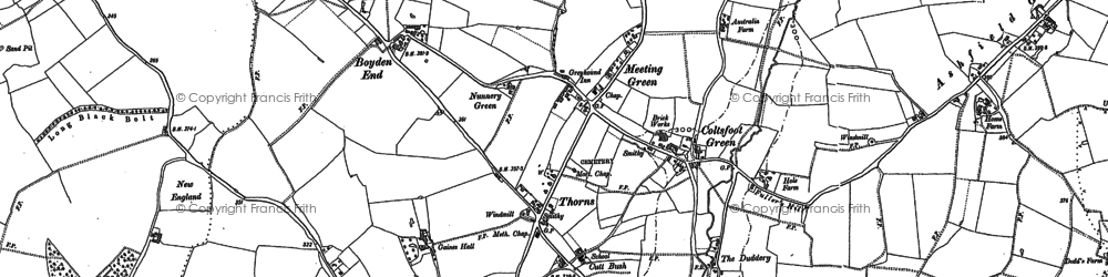 Old map of Wickhambrook in 1884