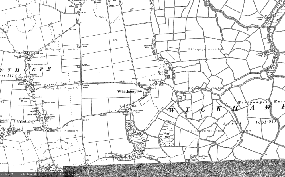 Old Map of Wickhampton, 1884 in 1884