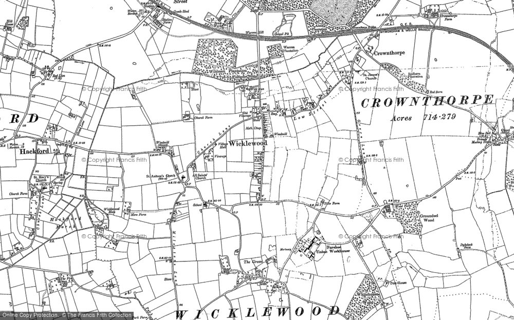 Old Map of Historic Map covering The Green in 1882