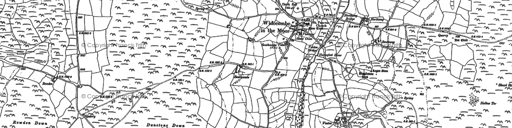 Old map of Blackaton Down in 1885