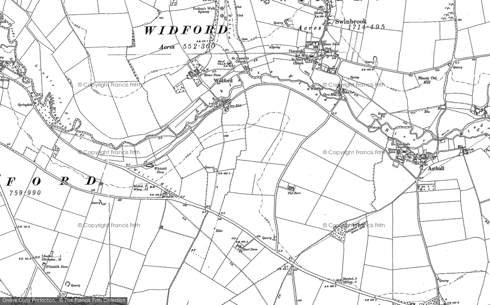 Old Map of Widford, 1889 - 1898 in 1889