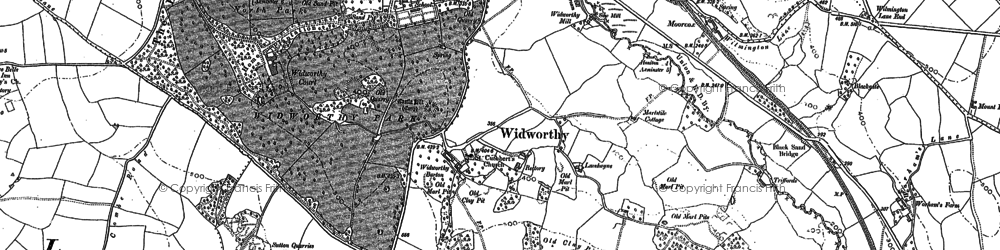 Old map of Widworthy Hill in 1887