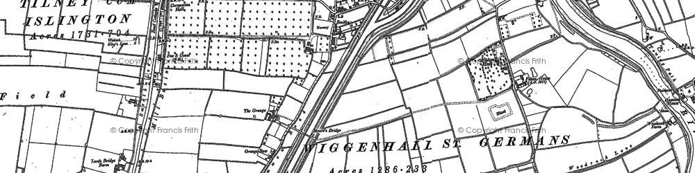 Old map of Wiggenhall St Mary the Virgin in 1884