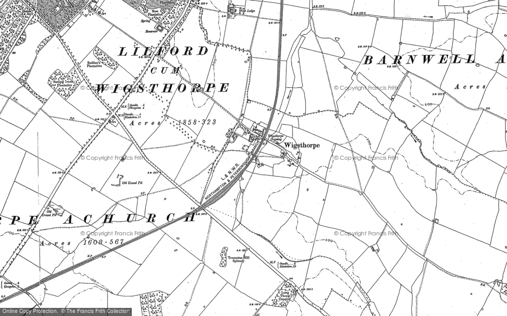 Old Map of Wigsthorpe, 1885 - 1899 in 1885