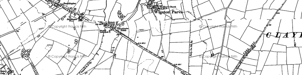 Old map of Wigston Parva in 1901