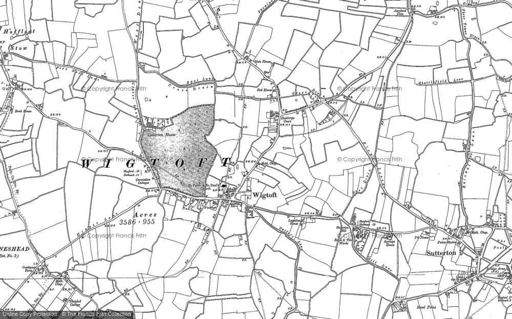 Old Map of Historic Map covering Burtoft in 1887