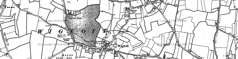 Old map of Burtoft in 1887