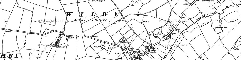 Old map of Wilby in 1885