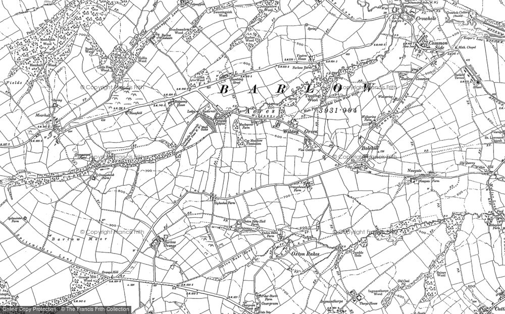 Old Map of Historic Map covering Moorhall in 1876