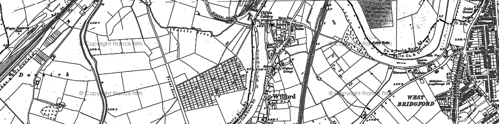 Old map of Wilford in 1881