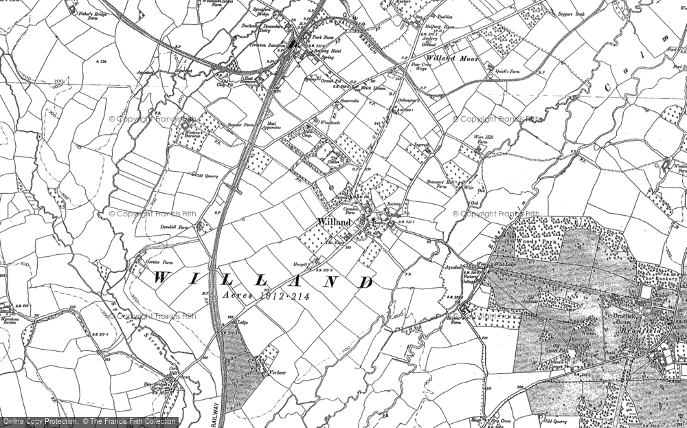 Old Map of Willand, 1887 in 1887