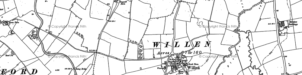 Old map of Willen in 1924