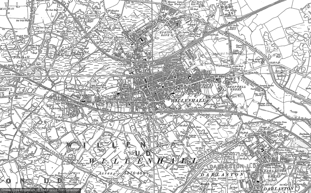 Old Map of Willenhall, 1885 in 1885