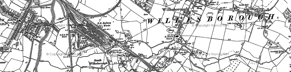 Old map of Willesborough in 1896