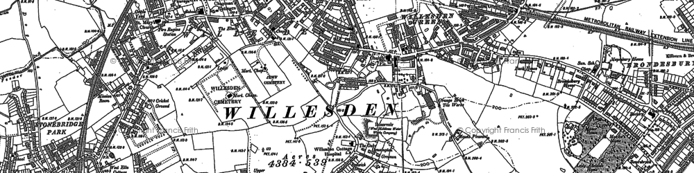 Old map of Willesden in 1894