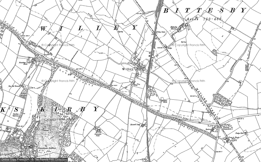 Old Map of Historic Map covering Bittesby Ho in 1901
