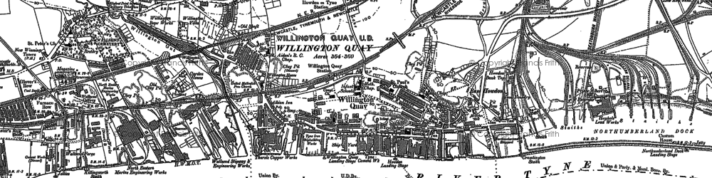 Old map of Willington Quay in 1895