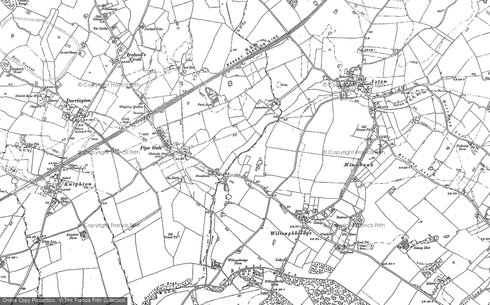 Old Map of Historic Map covering Willoughbridge Wells in 1898