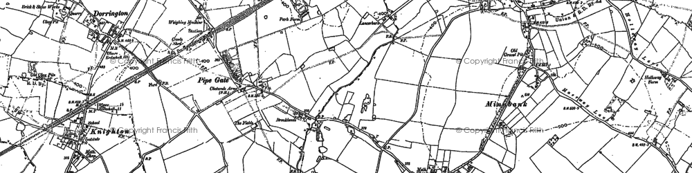 Old map of Willoughbridge Lodge in 1898