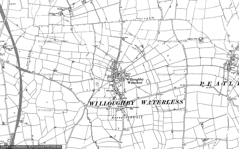 Old Map of Historic Map covering Whetstone Pastures in 1885